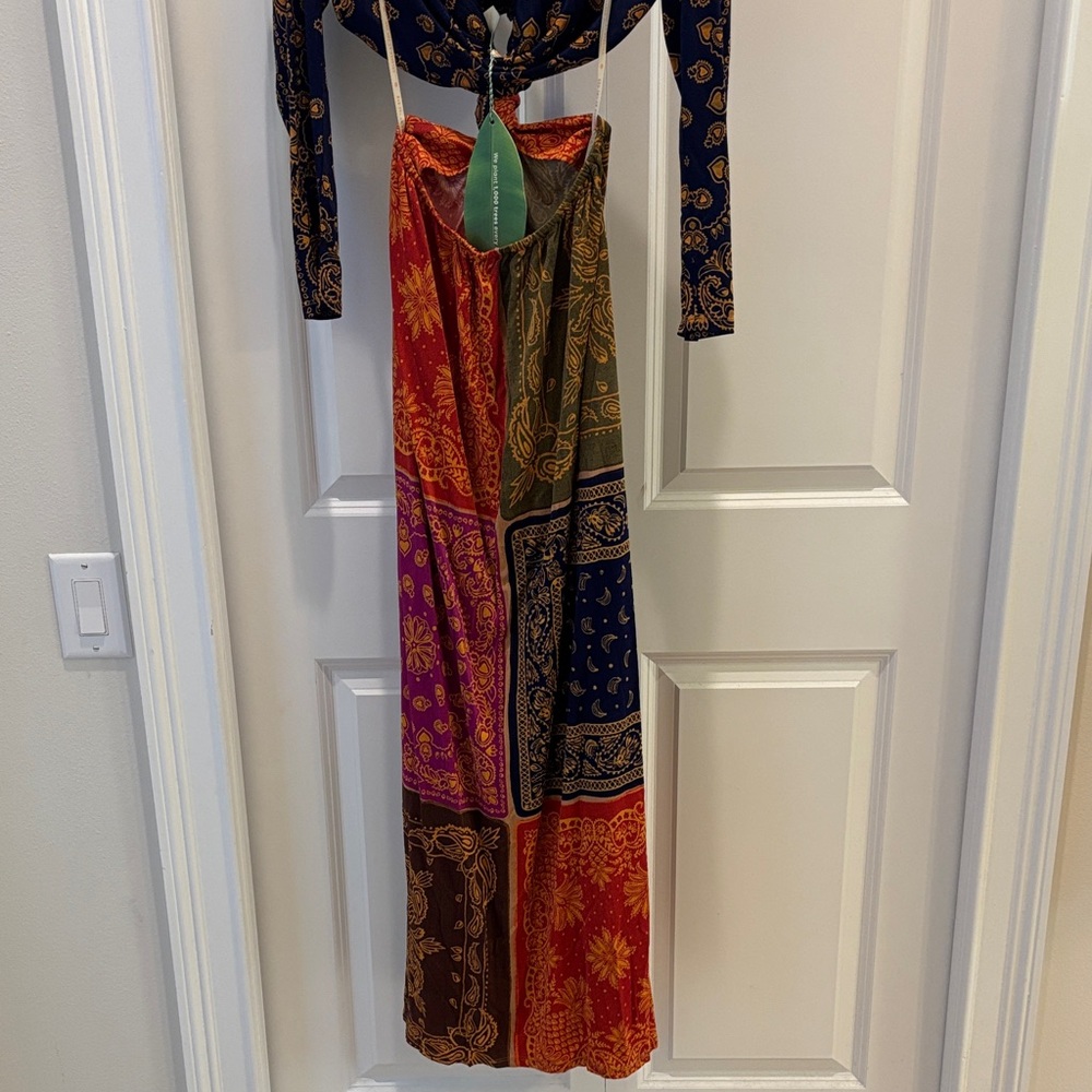 Farm Rio Boho Patchwork Maxi Dress with Paisley Print - Multicolor - Picture 6 of 13
